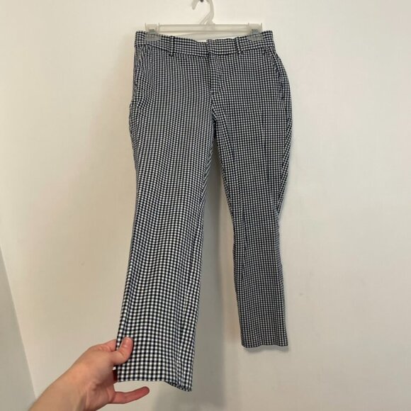 GAP High Rise Gingham Signature Skinny Ankle Pants Navy Blue White Cropped Crop - Picture 11 of 15